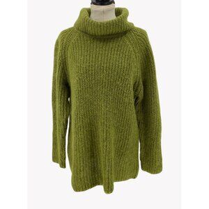 Vintage Olive Green Mohair Sweater Womens L Turtleneck Kurt Cobain MOD